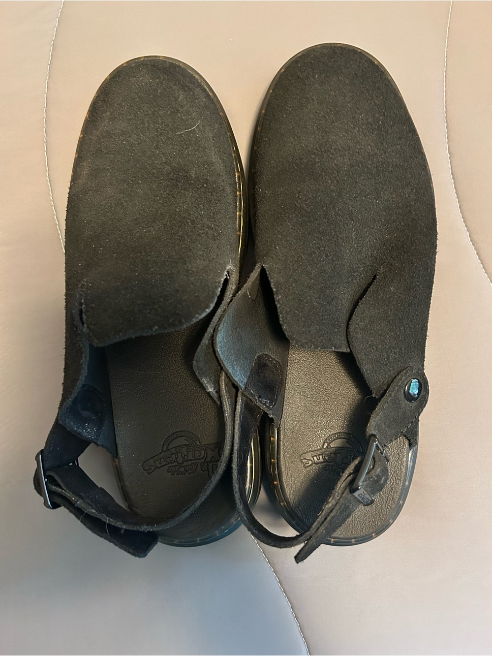 Dr. Martens Black Suede Slingback Clogs
